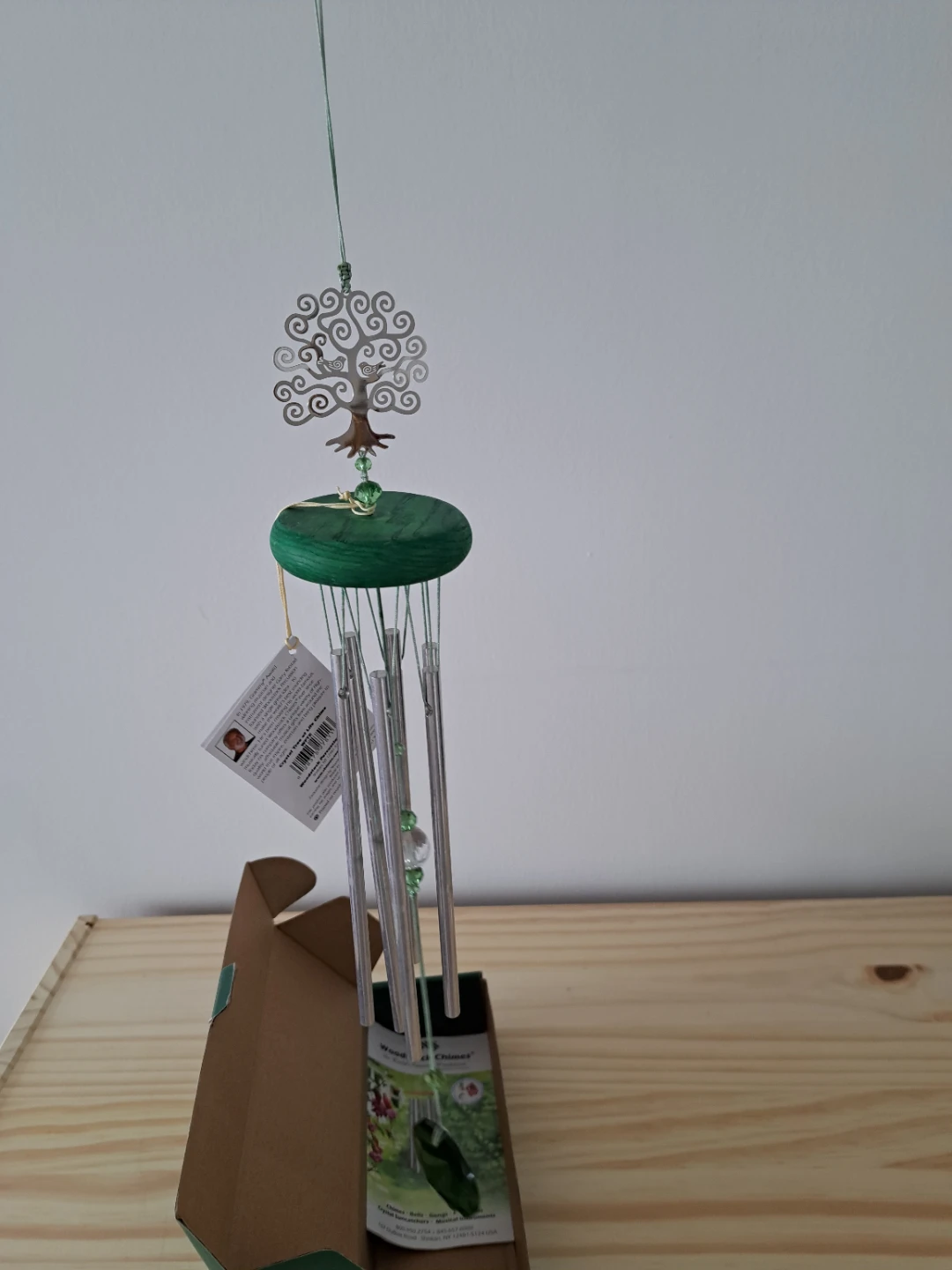 wind chime made of wood, glass and metal - photo 3