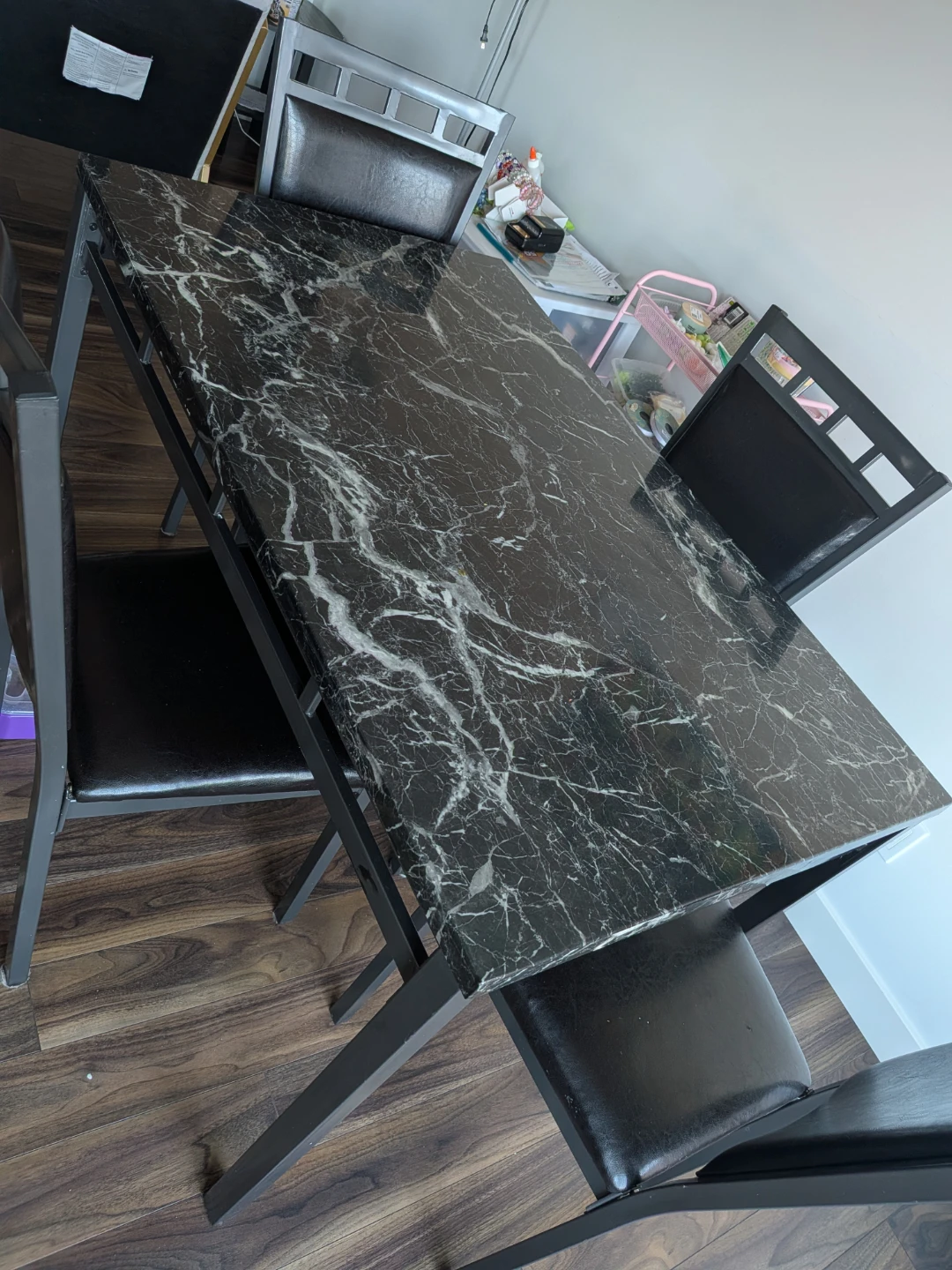 Marble top Dining Table with 4 chairs