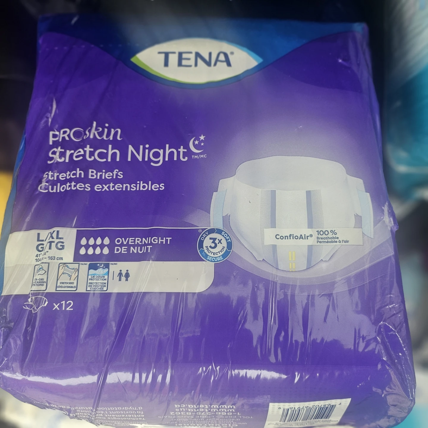 TENA ProSkin Stretch Night Briefs L/XL (12 ct)