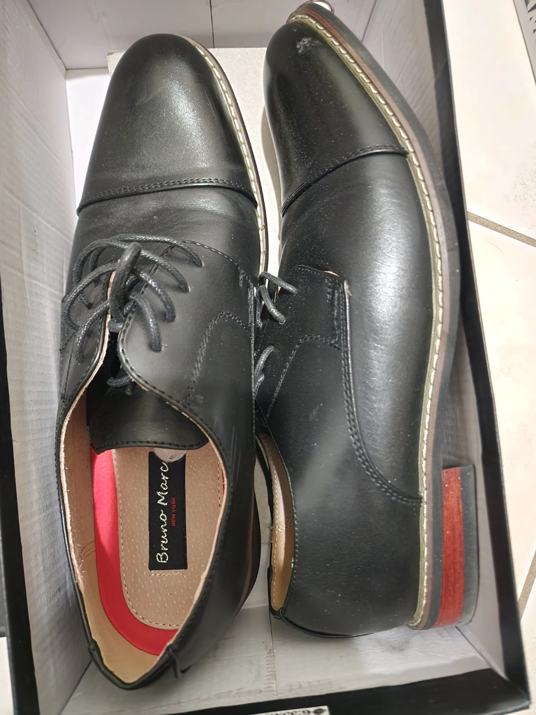 Bruno Marc Black Leather Dress Shoes - photo 2