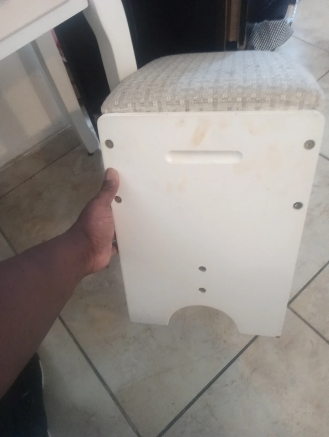 White Vanity Stool with Padded Seat - photo 2