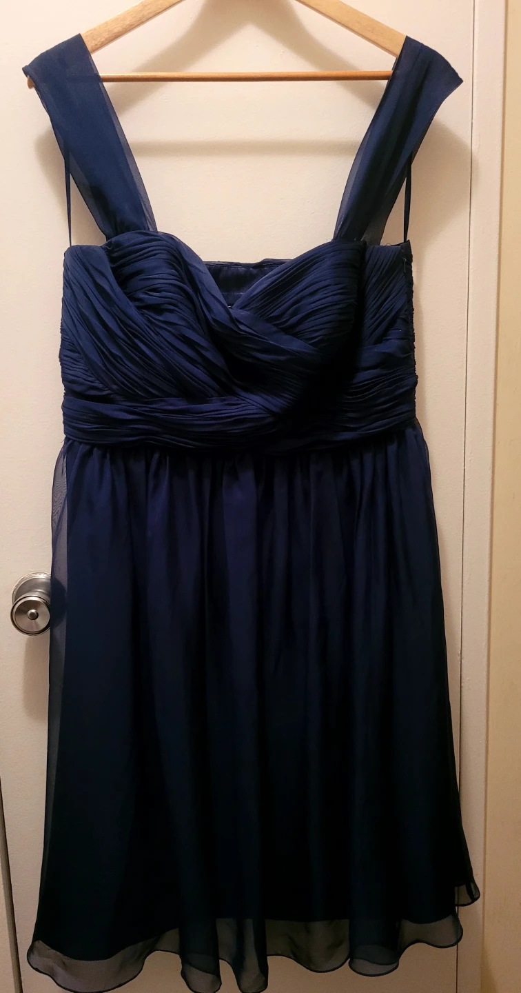 Calvin Klein Navy Blue Chiffon Dress - Size 10 - photo 2