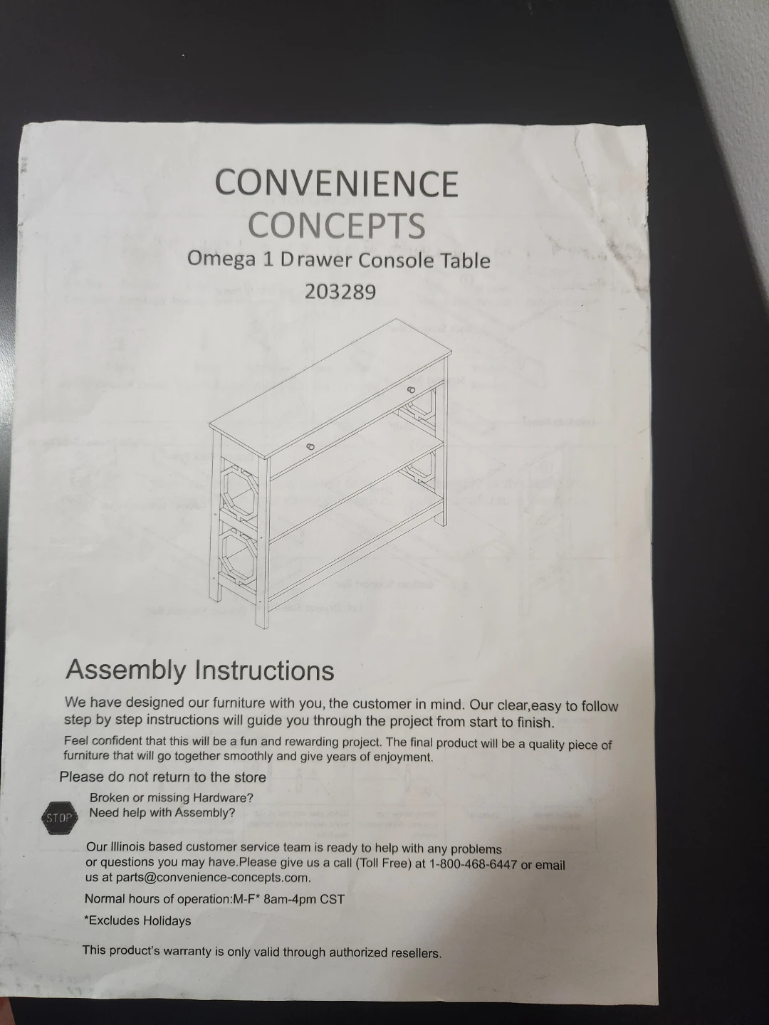 Convenience Concepts Omega 1 Drawer Console Table - photo 2