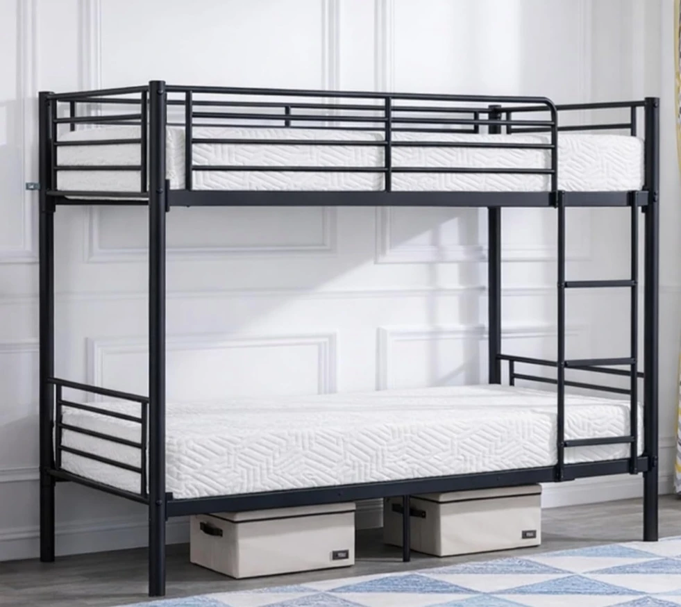 Black Metal Twin Bunk Bed with Mattresses - photo 4