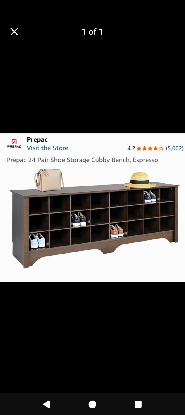 Prepac 24 Pair Shoe Storage Cubby Bench, Espresso