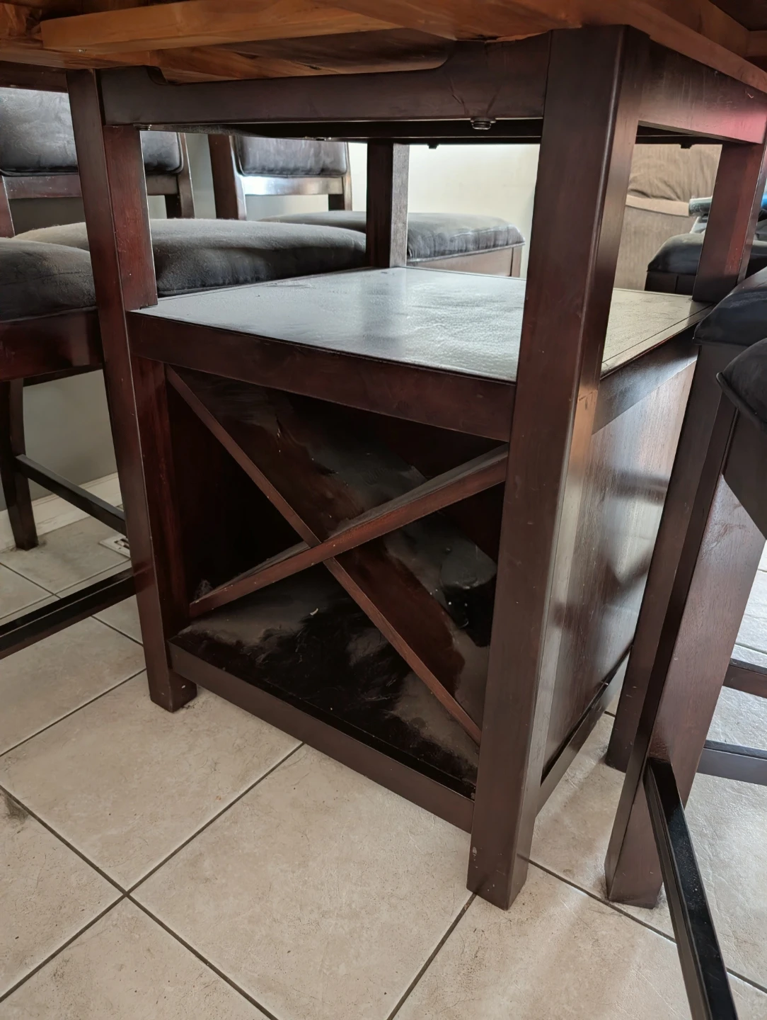 Dark Wood Dining Table Set with 8 Chairs - photo 2