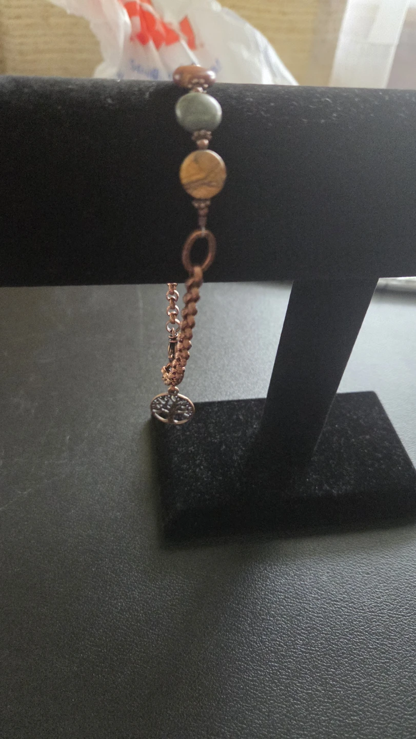 Tree of Life Charm Ankle Bracelet with Natural Stones