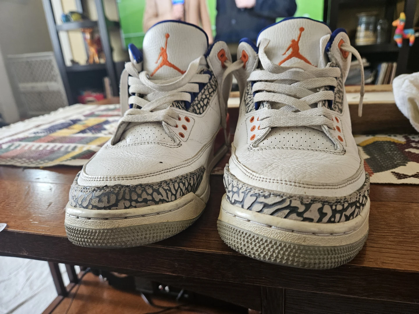 Jordan 3 Retro White Orange Blue Cement Print Sneakers - photo 2