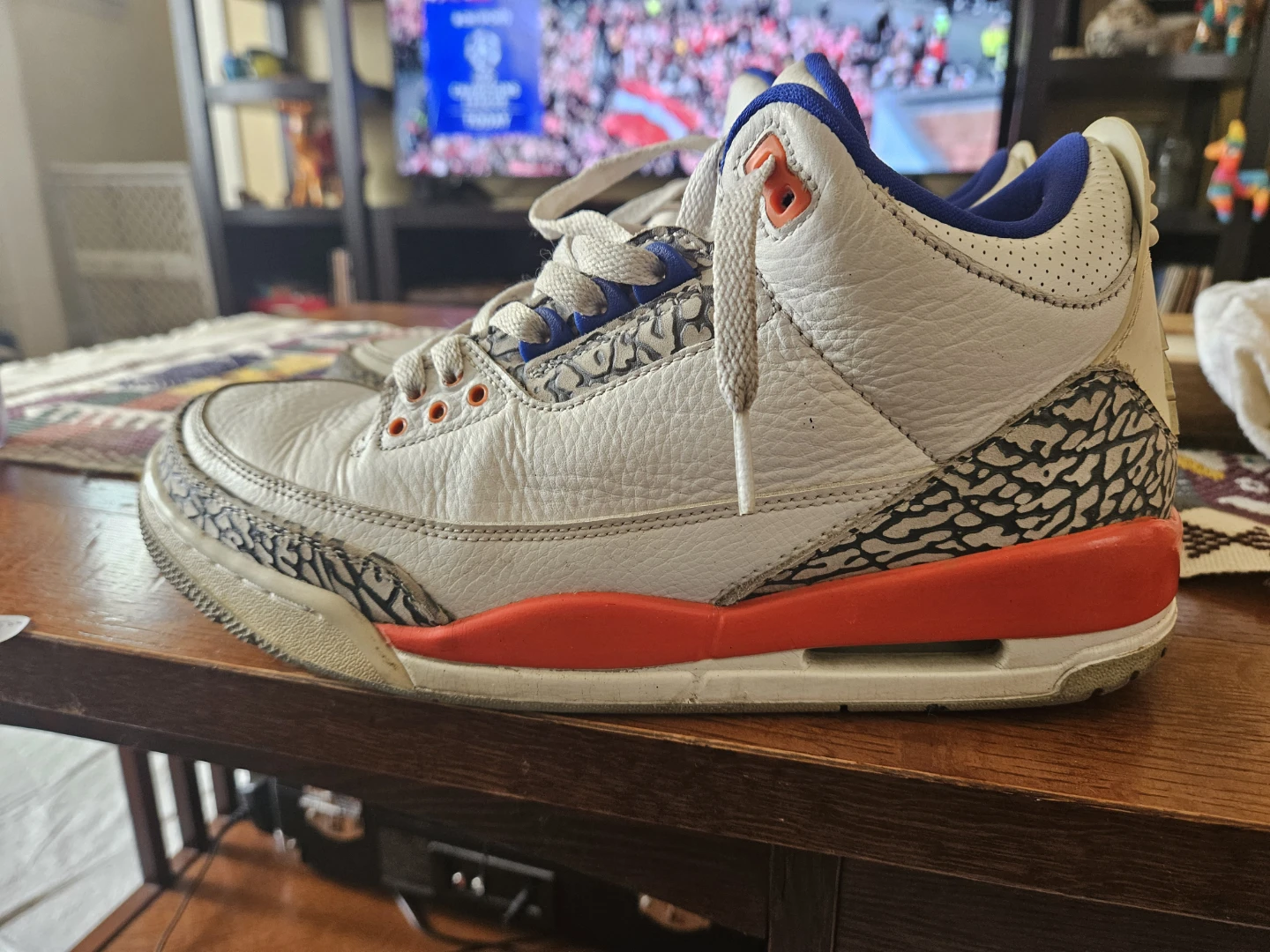 Jordan 3 Retro White Orange Blue Cement Print Sneakers - photo 3