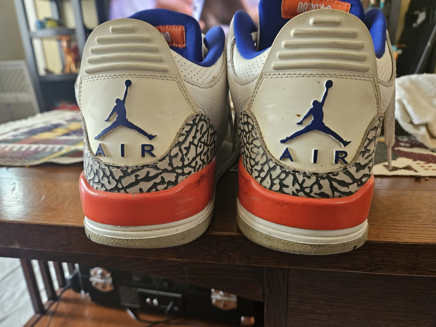 Jordan 3 Retro White Orange Blue Cement Print Sneakers - photo 4