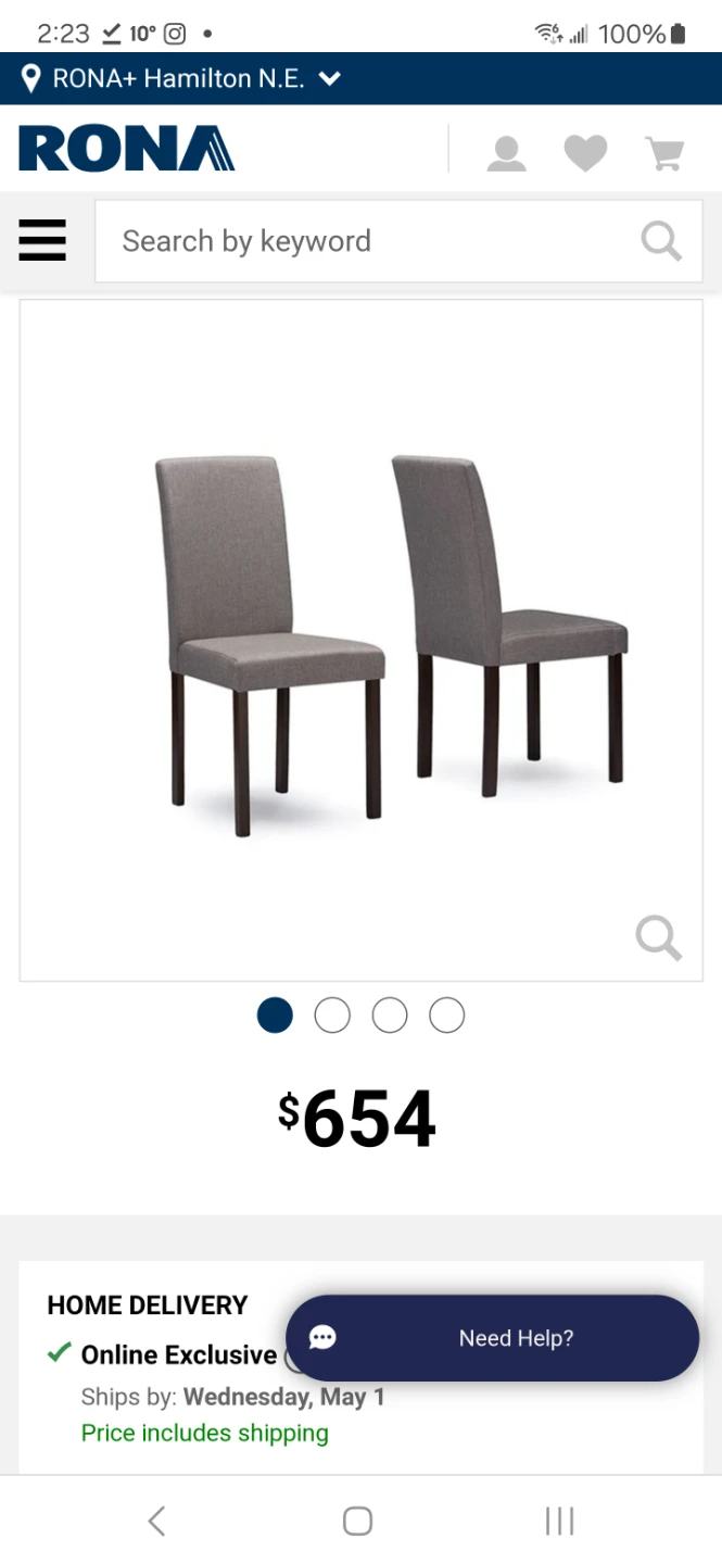 Set of 4 Grey Dining Chairs