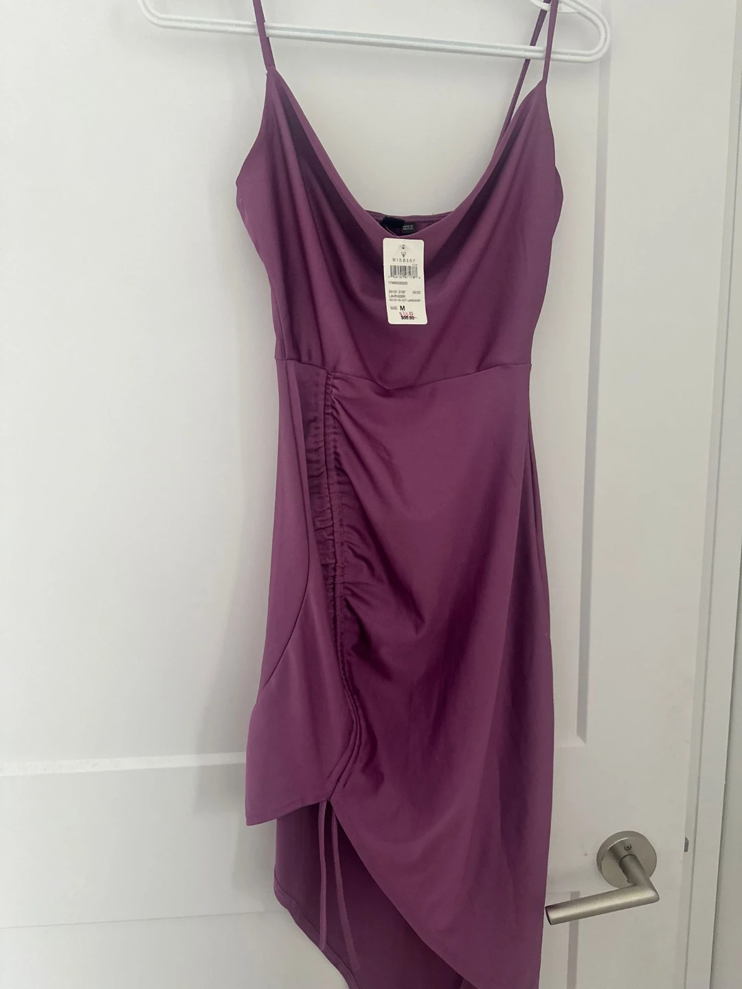 Windsor Ruched Side Mini Dress - Hot Lavender - Size M
