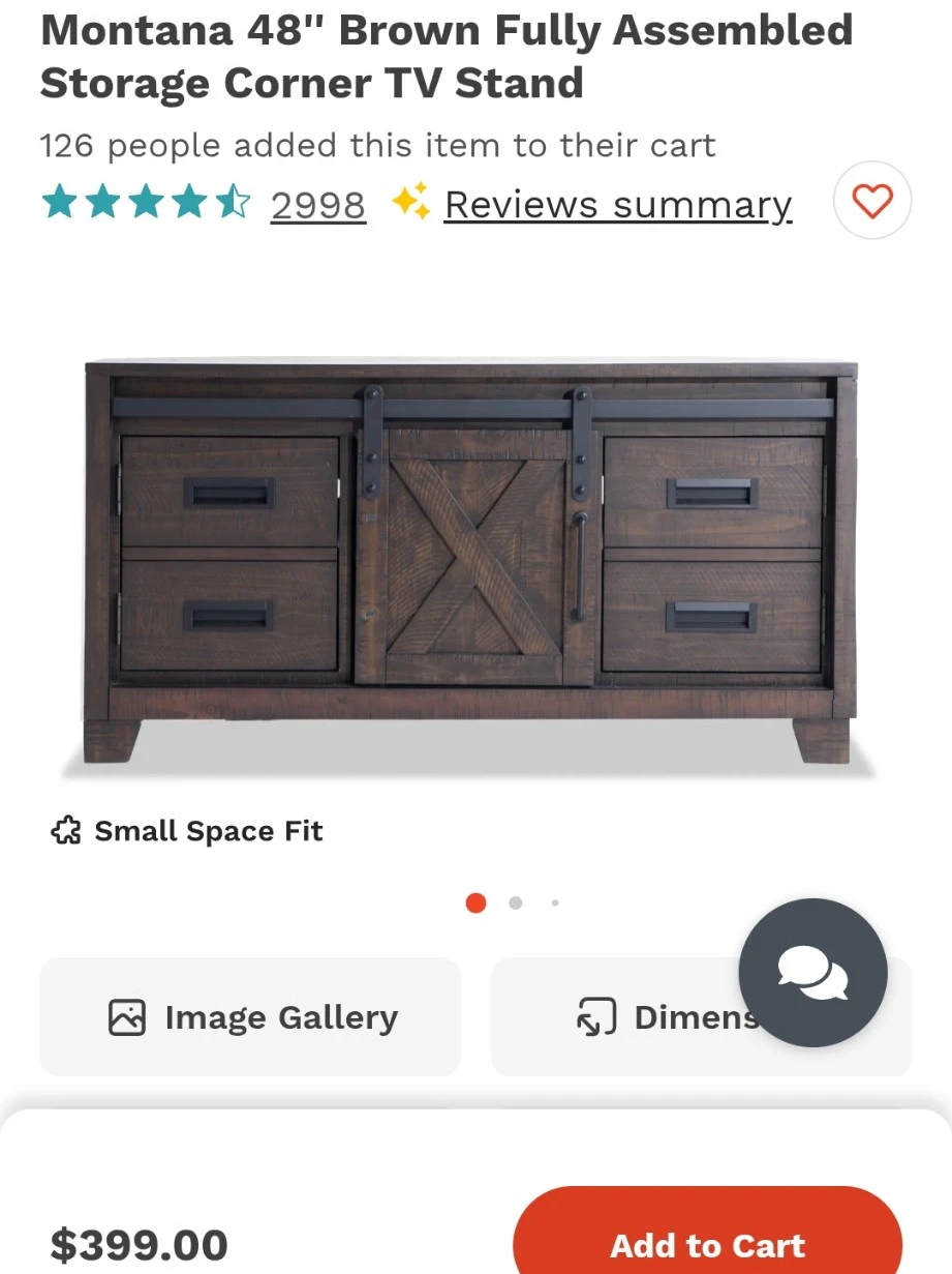 Montana 48" Brown Storage Corner TV Stand - photo 2