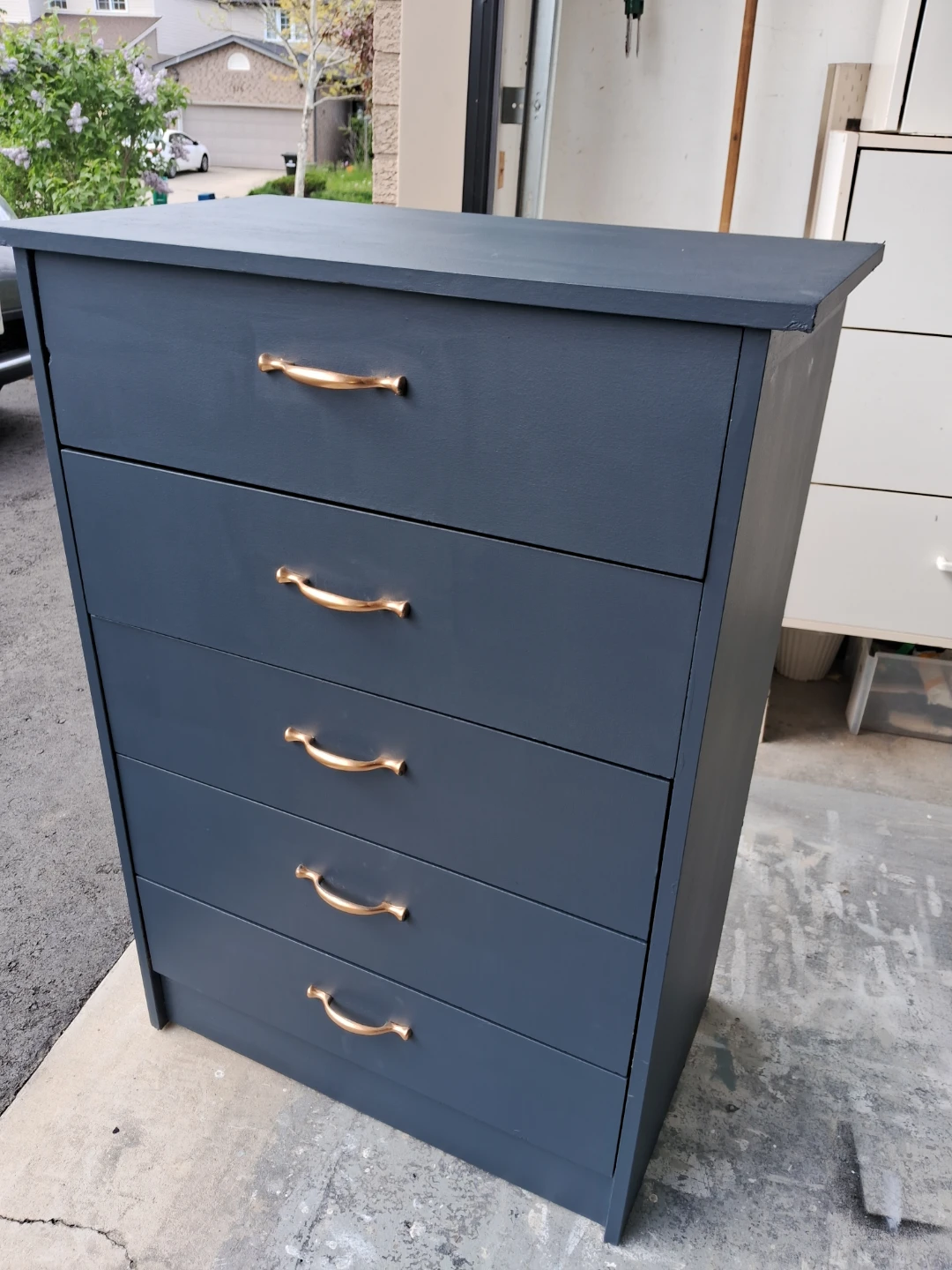 Dark Grey 5-Drawer Dresser with Gold Handles - photo 2