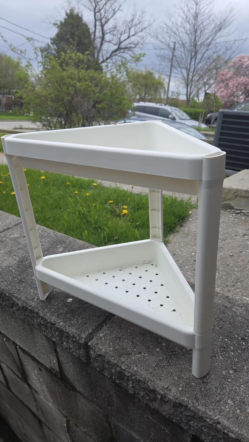 White 2-Tier Corner Shelf Unit
