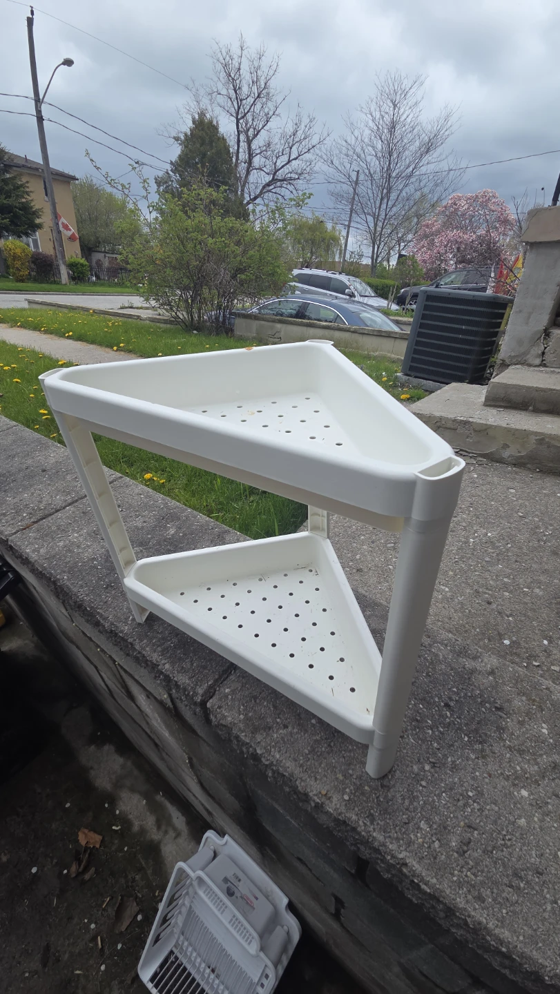 White 2-Tier Corner Shelf Unit - photo 2