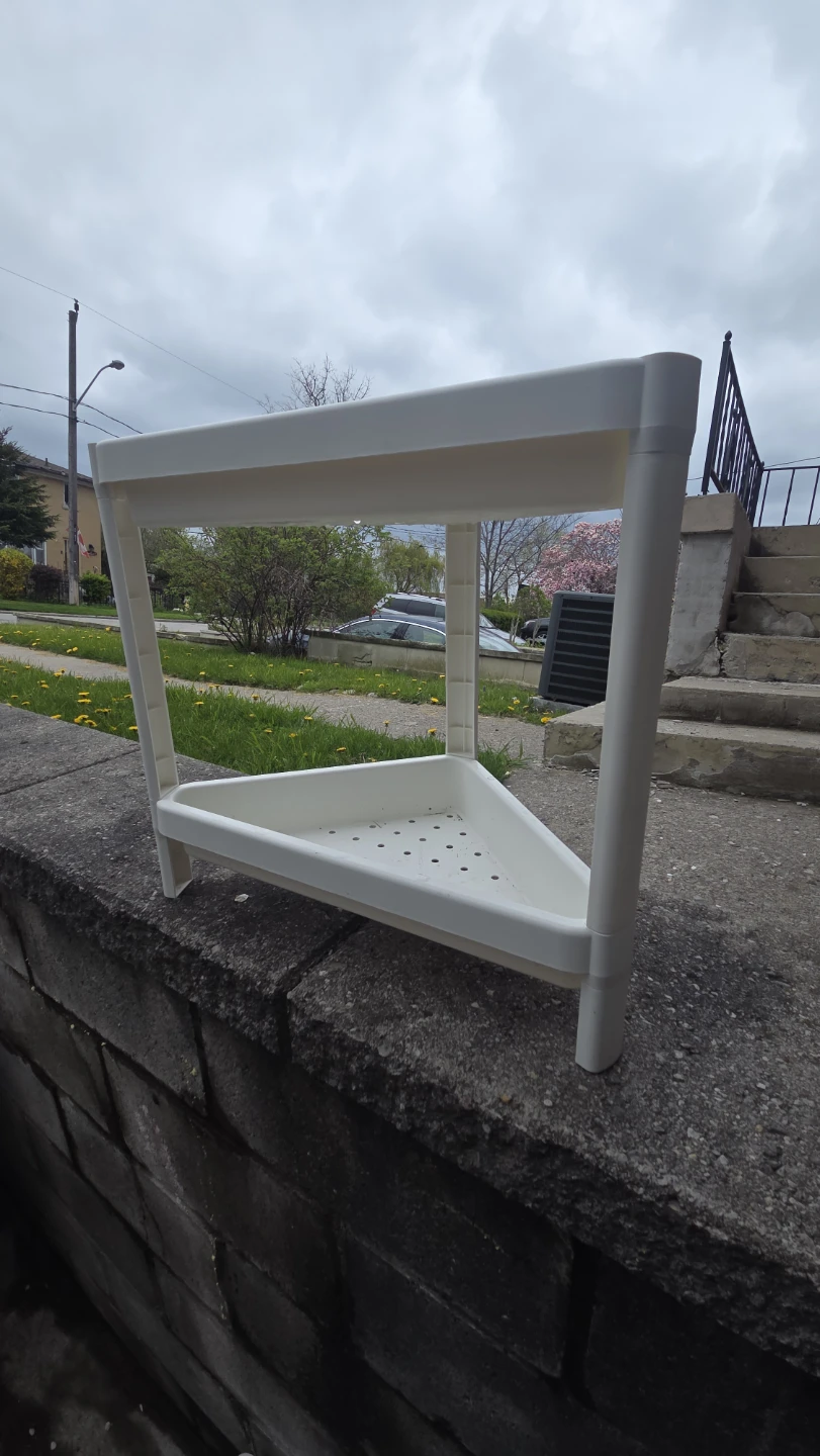 White 2-Tier Corner Shelf Unit - photo 3
