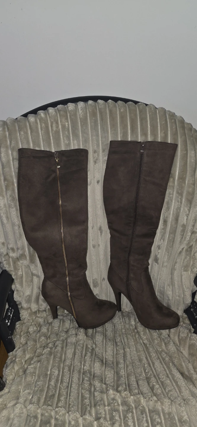 Brown Faux Suede Knee-High Boots Size 9