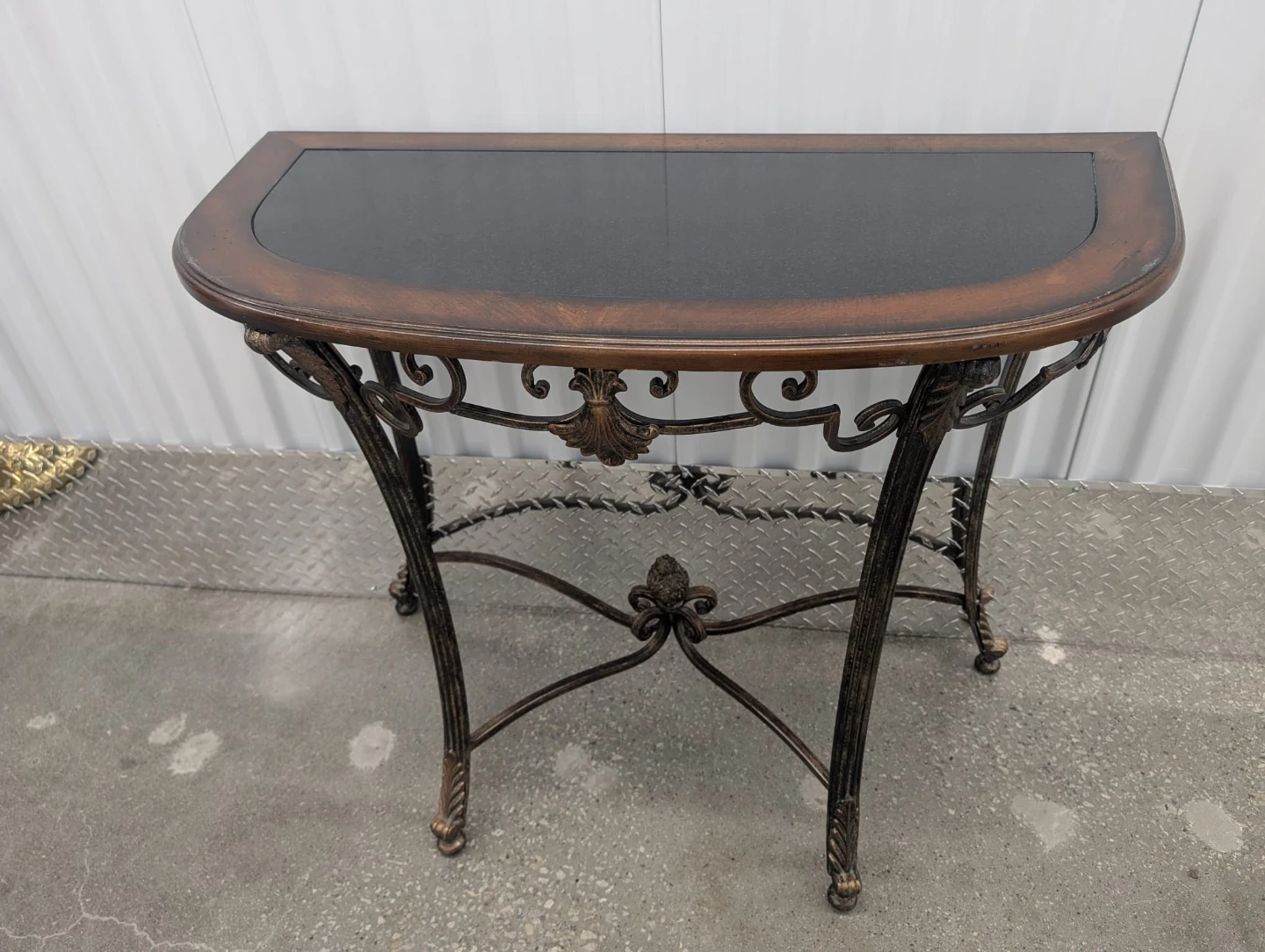Console Table with Decorative Metal Base
