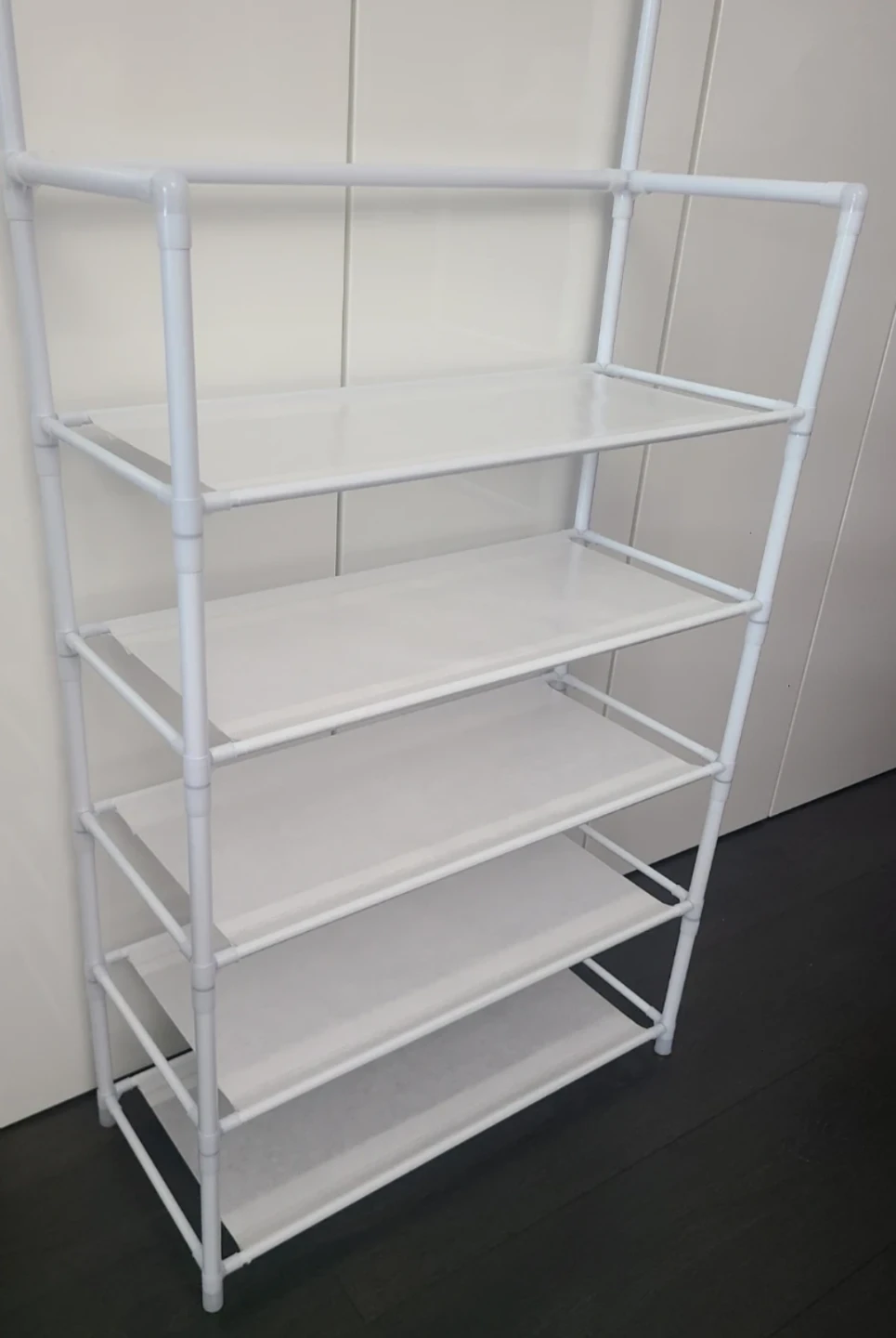 White 5-Tier Shoe Rack with Hanging Hooks - photo 2