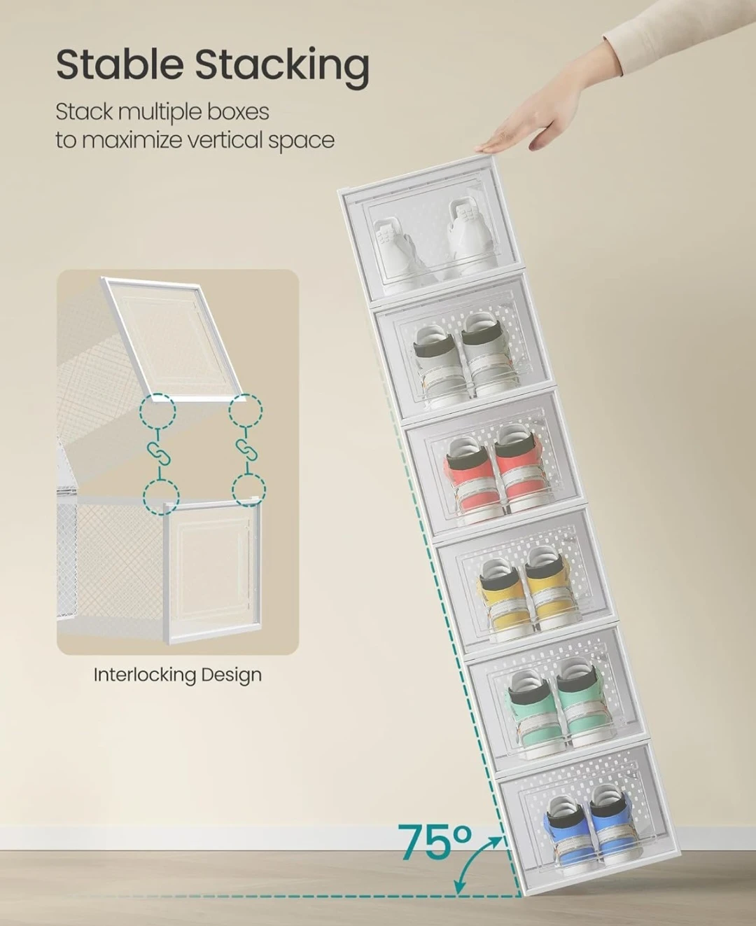 SONGMICS Stackable Shoe Box Organizer (XXL) - photo 3