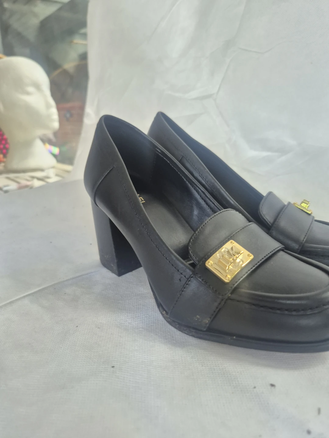 Michael Kors Black Leather Block Heel Loafers - photo 3
