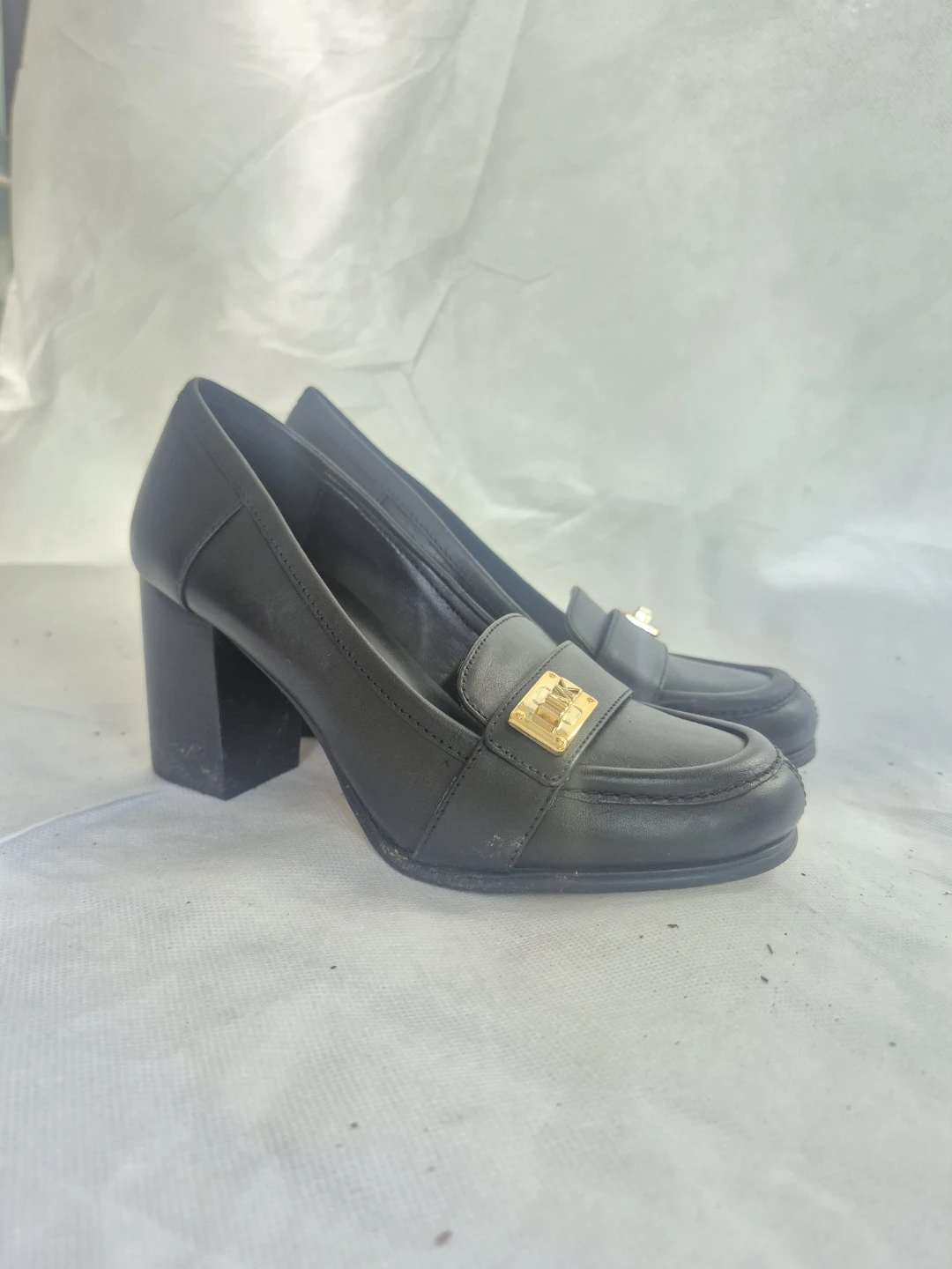 Michael Kors Black Leather Block Heel Loafers - photo 4