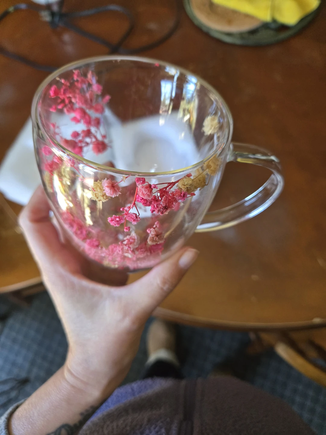 Glass Mug with Dried Flowers