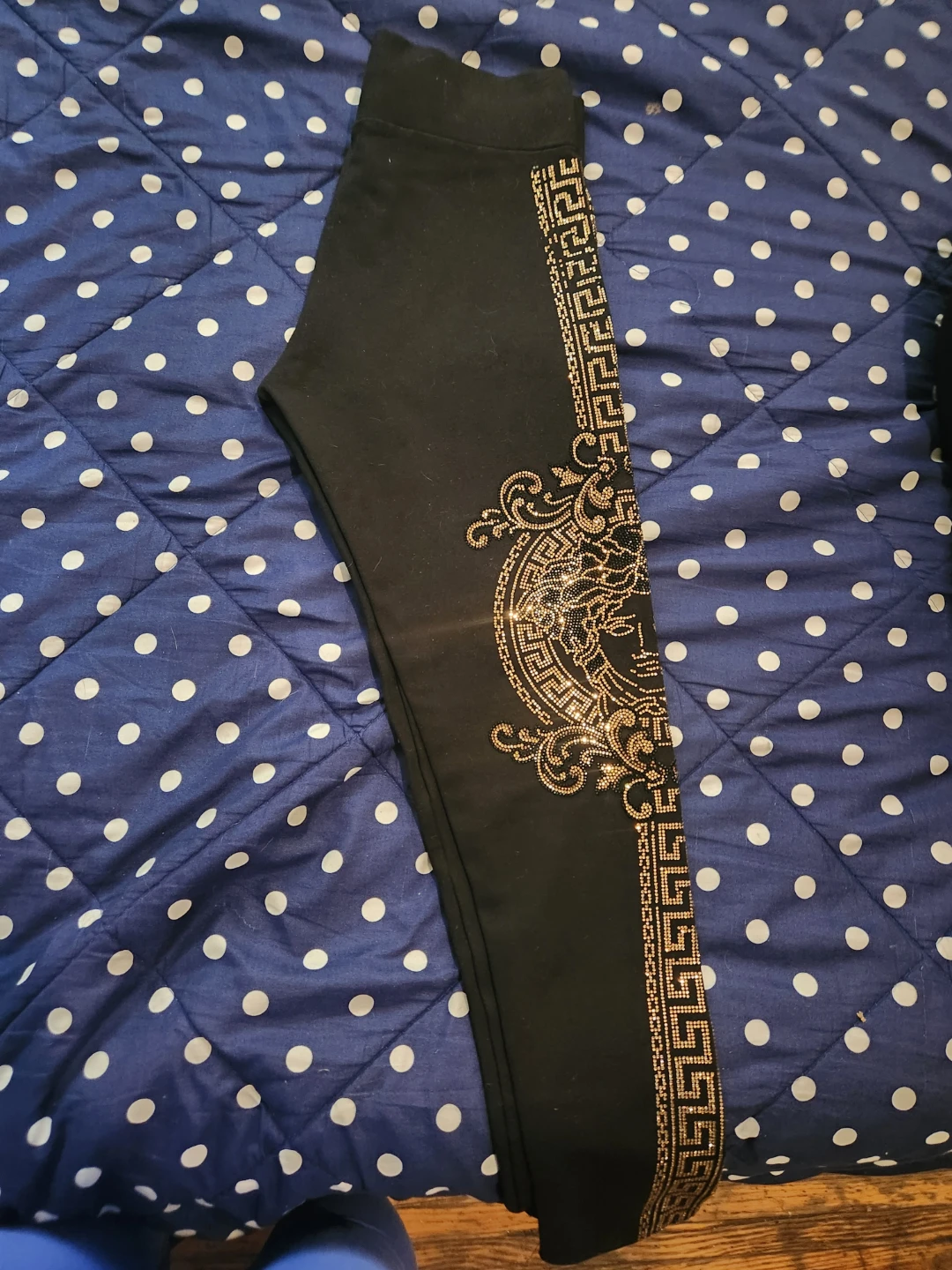 Black Leggings with Gold Medusa Print - photo 2