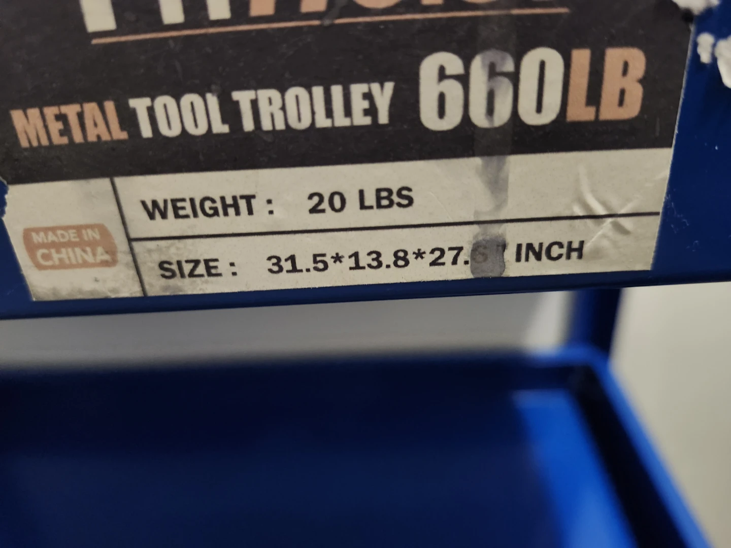 FitForHoist Blue Metal Tool Trolley 660LB Capacity Like new - photo 2