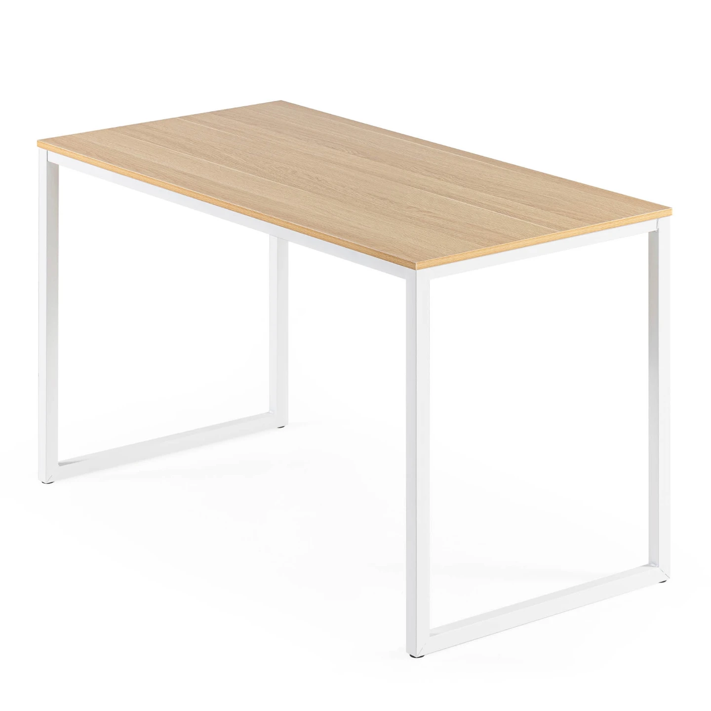 Light Oak and White Metal Desk