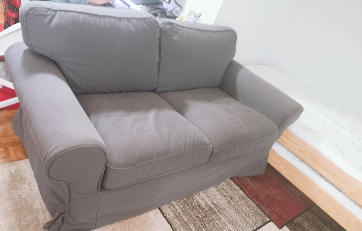 Grey Loveseat Sofa whit black cover