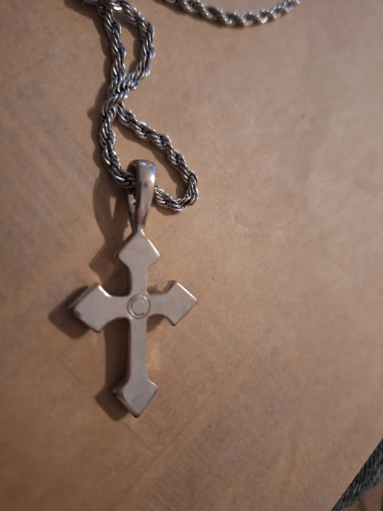 Silver Rope Chain Necklace with Cross Pendant - photo 4