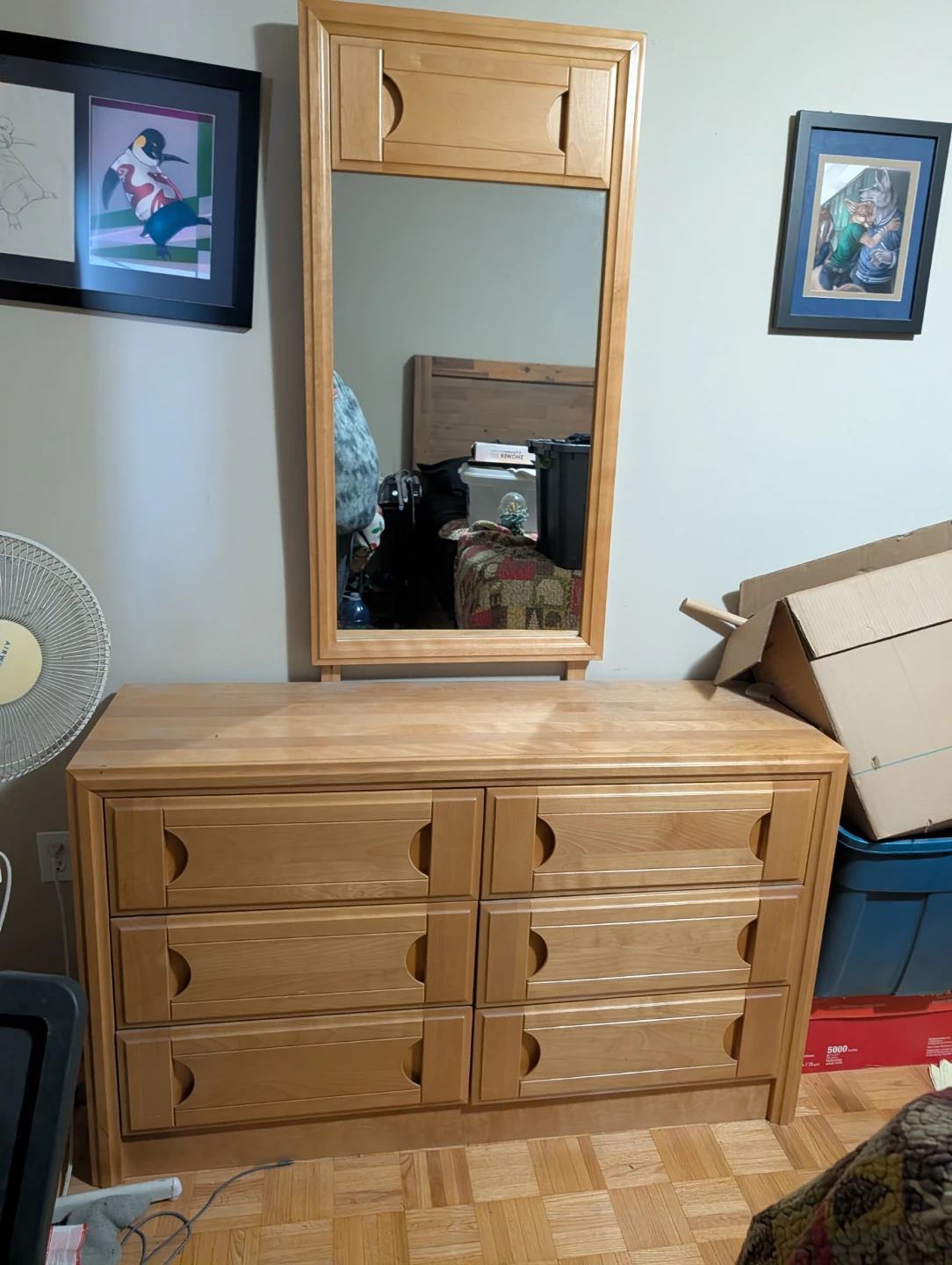 Light Wood Dresser with Mirror - photo 2