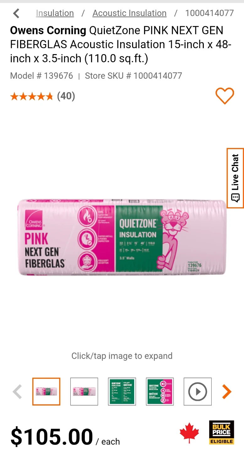 Owens Corning QuietZone PINK FIBERGLAS Acoustic Insulation - photo 2