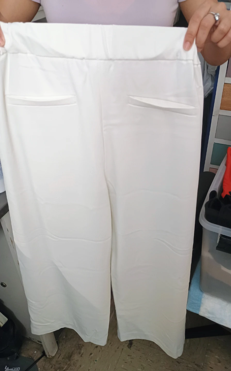 H&M White Wide Leg Cropped Pants Size 4 - photo 2
