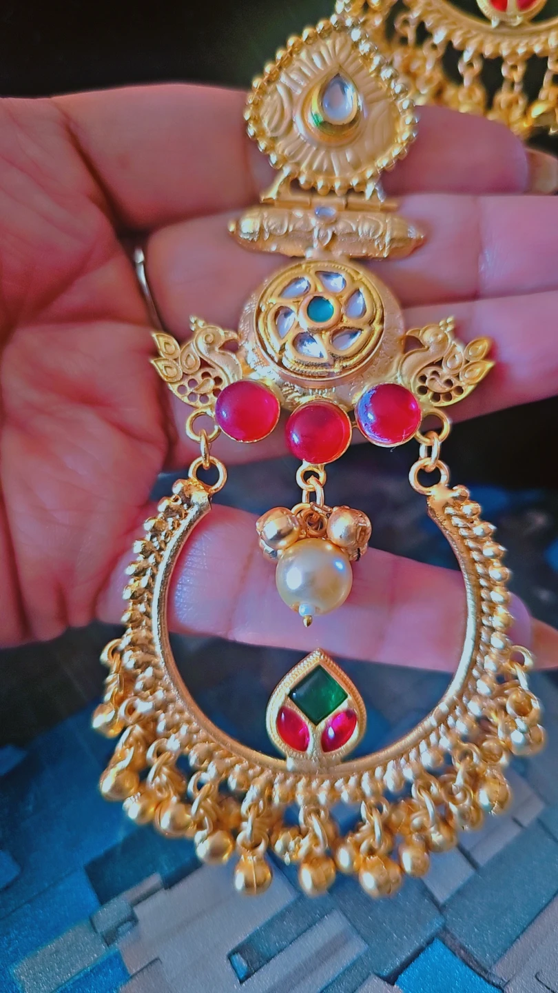 Kashmiri Earrings with Red  Stones - photo 3