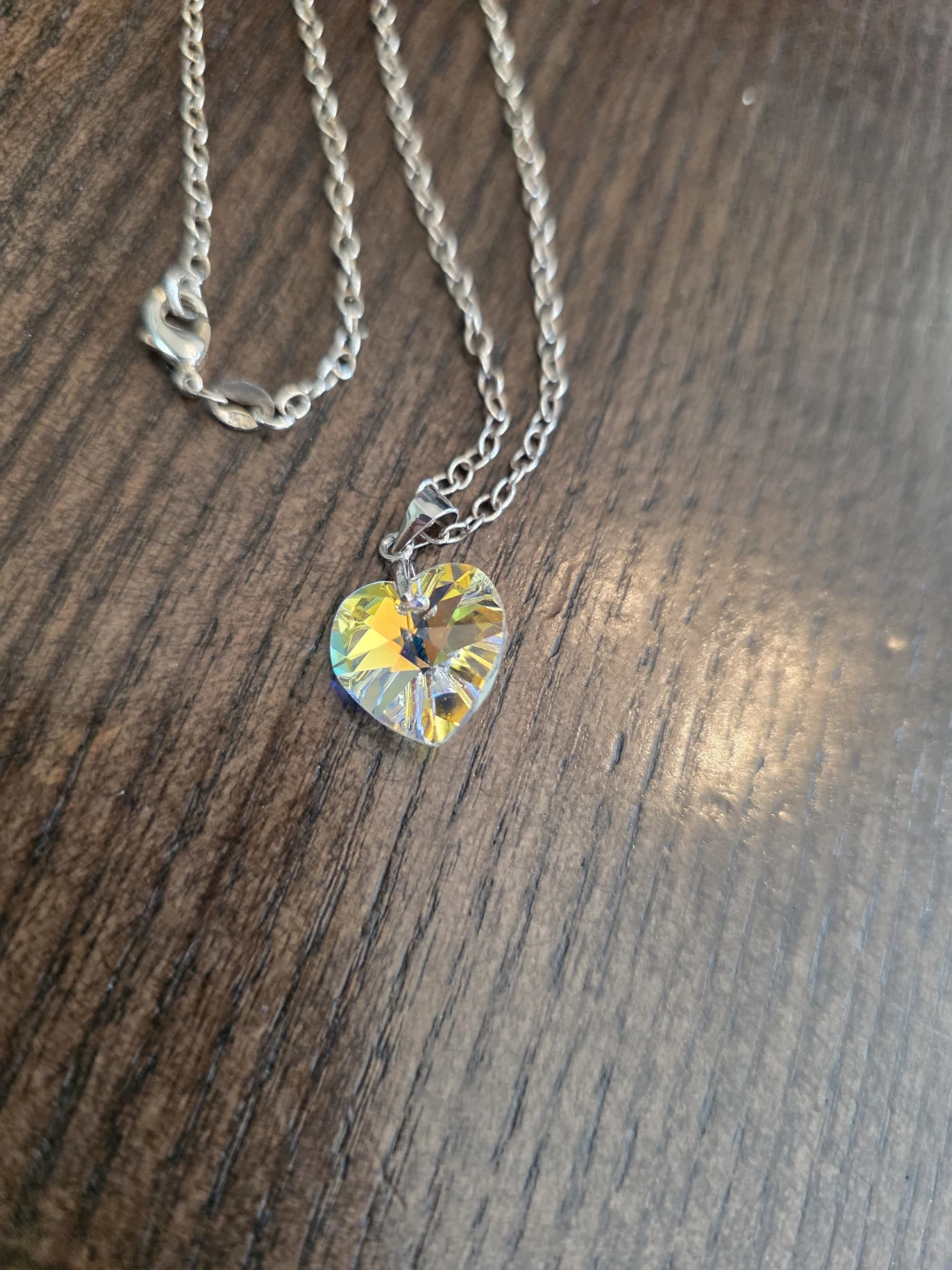 925 sterling Silver chain Swarovski crystal pendant 18"  4 grams - photo 2