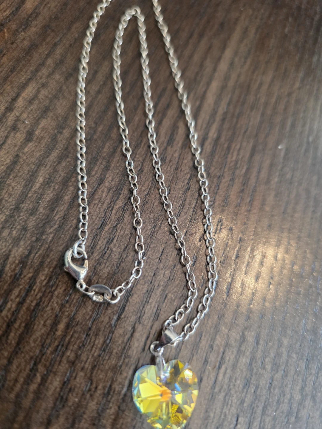 925 sterling Silver chain Swarovski crystal pendant 18"  4 grams - photo 3