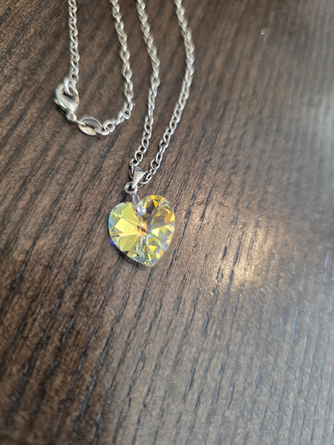 925 sterling Silver chain Swarovski crystal pendant 18"  4 grams - photo 4