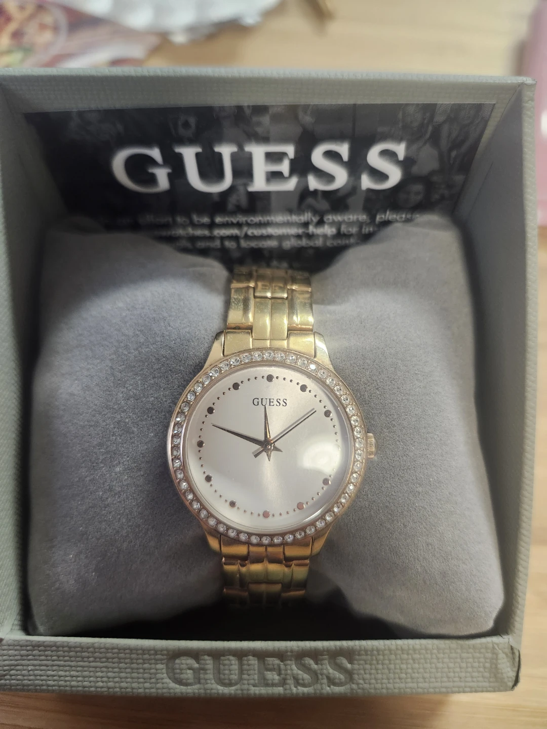Gold-tone GUESS Watch with Crystal Bezel