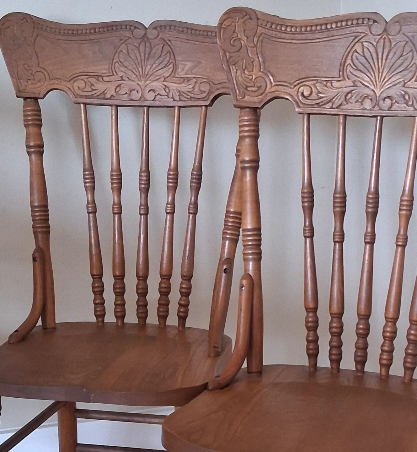 Two Wooden Press-Back Dining Chairs - photo 2