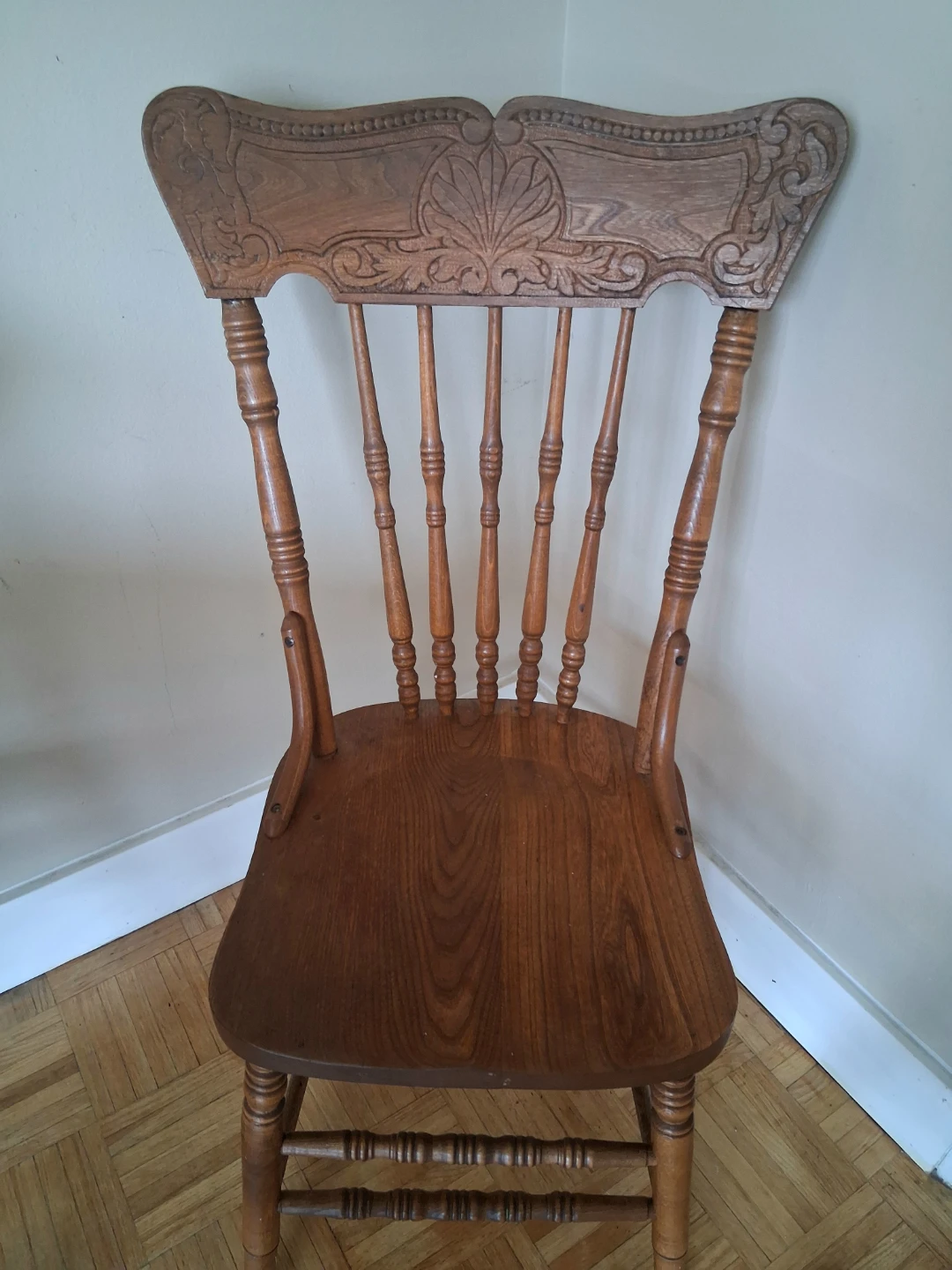 Two Wooden Press-Back Dining Chairs - photo 5