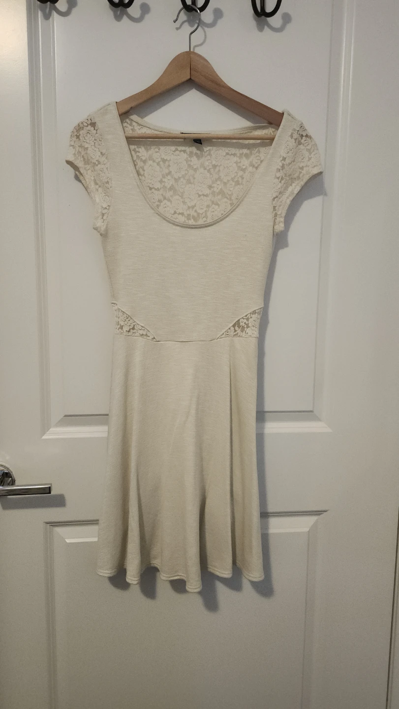Women's Cream Lace Detail Mini Dress - photo 2