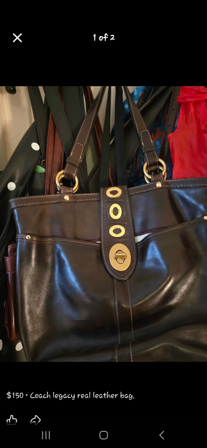 Coach Legacy Real Leather Tote Bag - Dark Brown