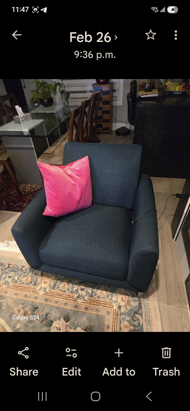 Navy Blue Sofa and Matching Armchair - photo 2