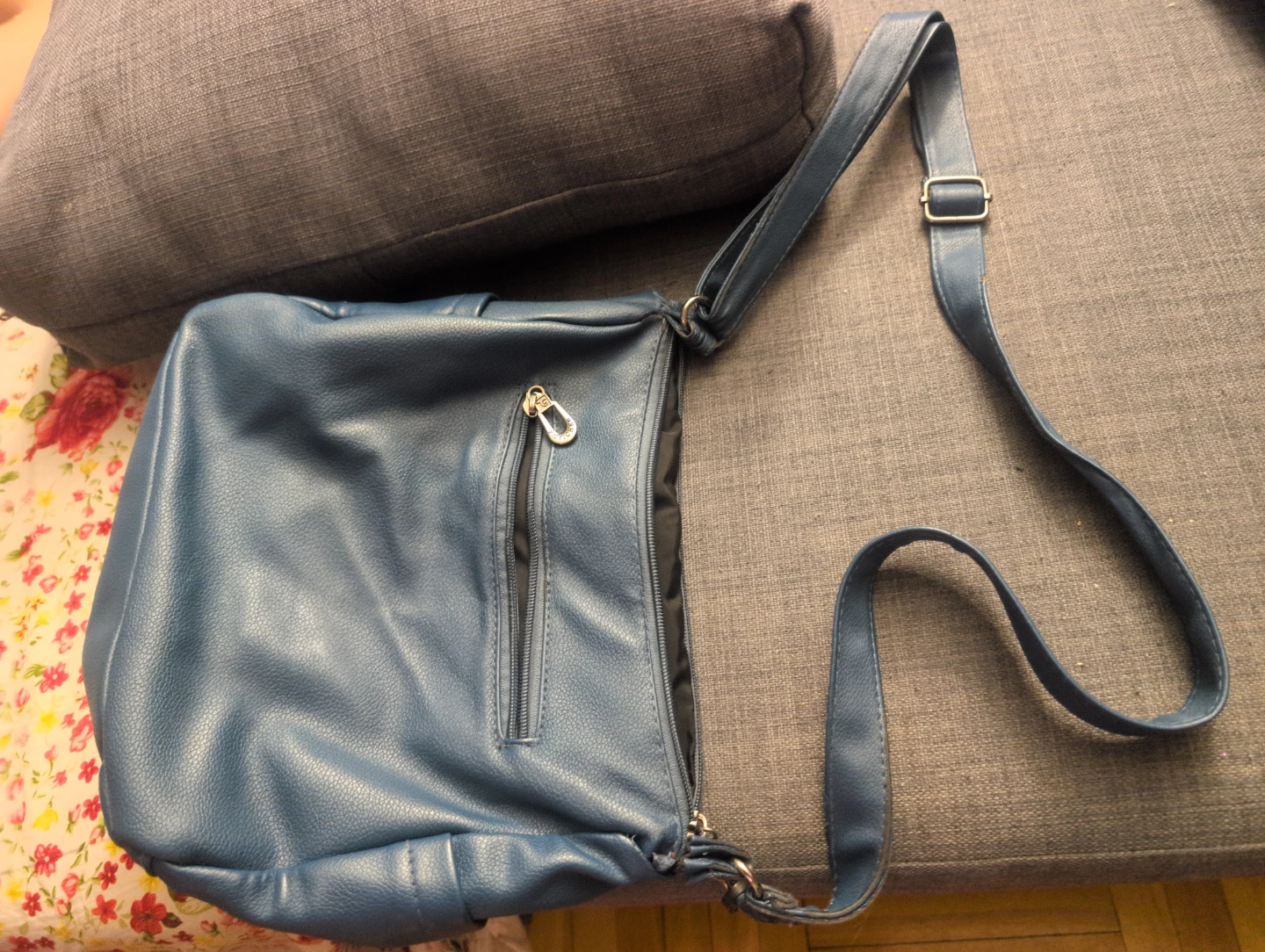 Blue Faux Leather Crossbody Shoulder Bag - photo 2