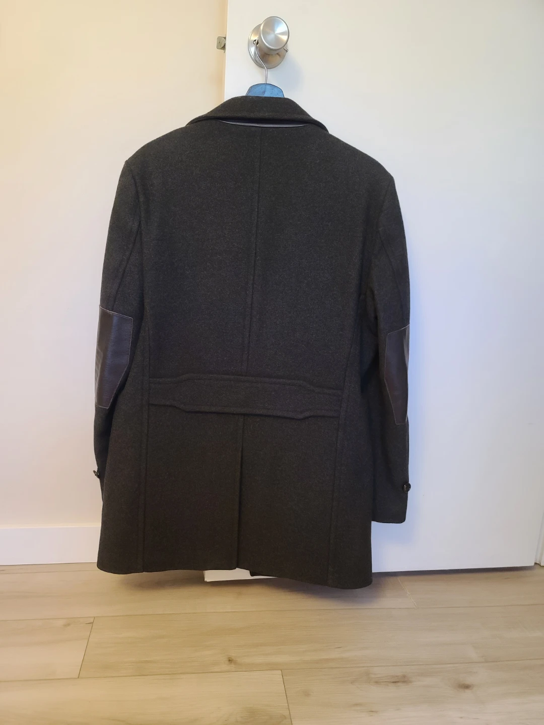 Renoma Paris Homme Grey Wool Blend Coat with Fur Collar - photo 4