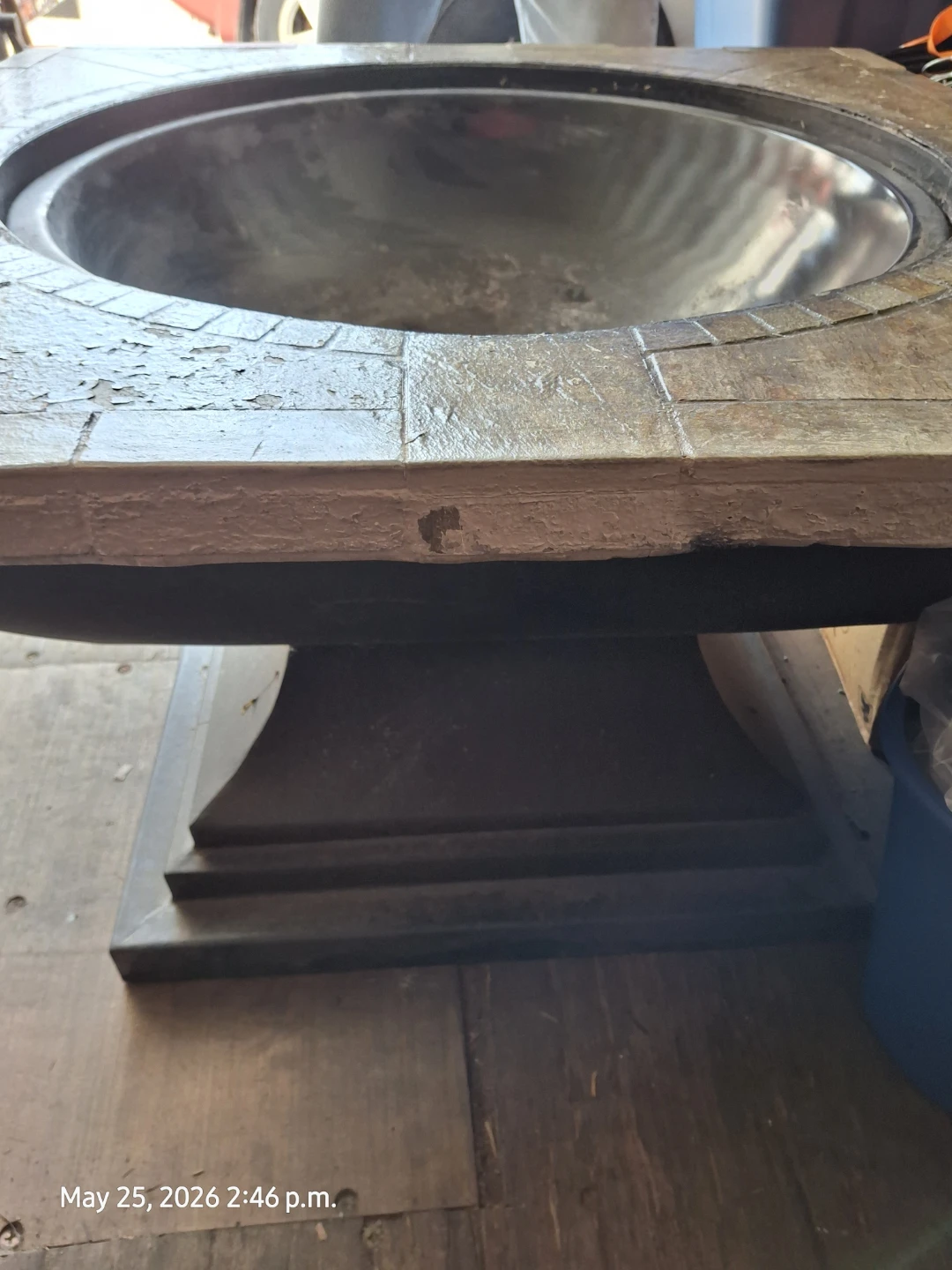 Outdoor Fire Pit with Stone Base and Lid - photo 2