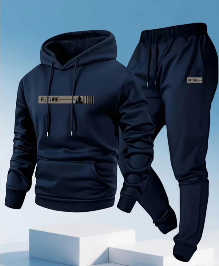 Brand New Men's lightweight Navy Blue Hoodie and Jogger Set